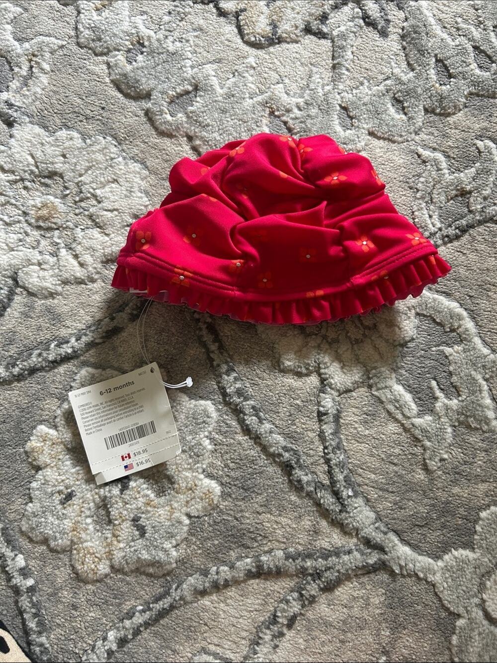 Gymboree Hot Pink Floral Ruffle Swim Cap